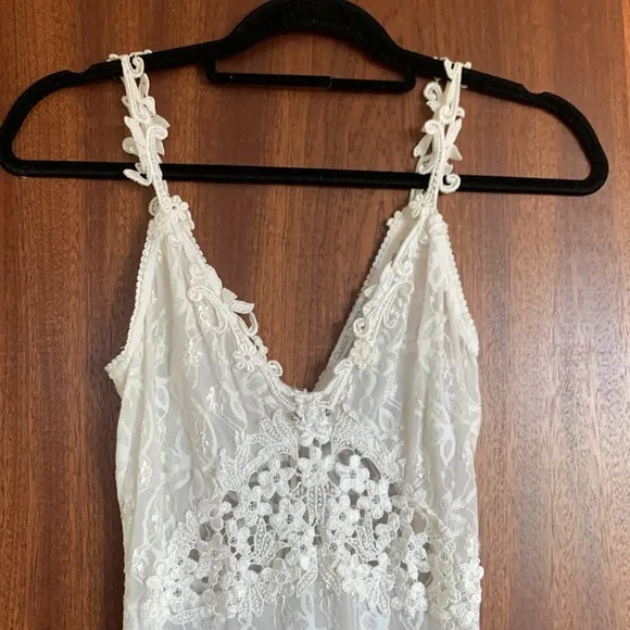 Vintage Claire Pettibone White Lace Sheath Wedding Slip Dress