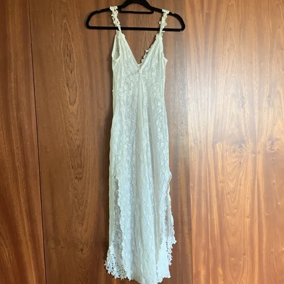 Vintage Claire Pettibone White Lace Sheath Wedding Slip Dress
