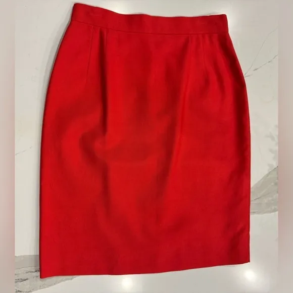 Vintage Claude Montana Paris Red Orange Pencil Skirt 4 Small 28” Valentine’s Day
