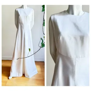 Vintage Custom Made Simple Minimalist Megan Markle Style A line Wedding Gown L