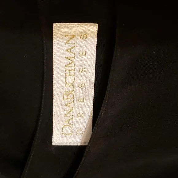 Vintage Dana Buchman Black Dress Wrap Silk Luxury Holiday Celeb Style Classic