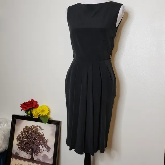 Vintage Dana Buchman Black Dress Wrap Silk Luxury Holiday Celeb Style Classic