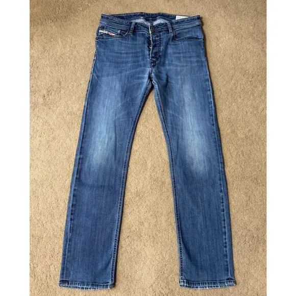 Vintage Diesel Jeans Men Straight Stretch Denim Luxury Regular Fit Y2K 33x30