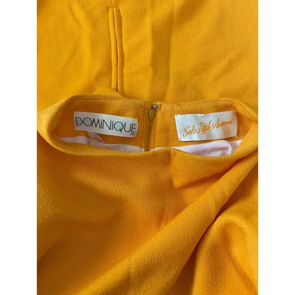 Vintage Dominique Sz 14 Mock Neck Midi Orange 60s/70s Dress Saks Fifth Ave