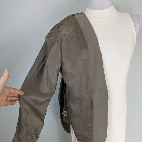 Vintage Donna Karan Signature Blazer Jacket Minimalist 90s Classic Brown 16
