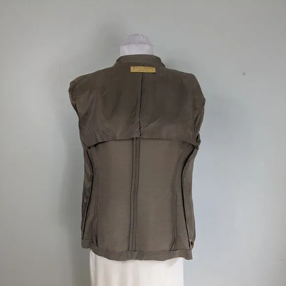 Vintage Donna Karan Signature Blazer Jacket Minimalist 90s Classic Brown 16