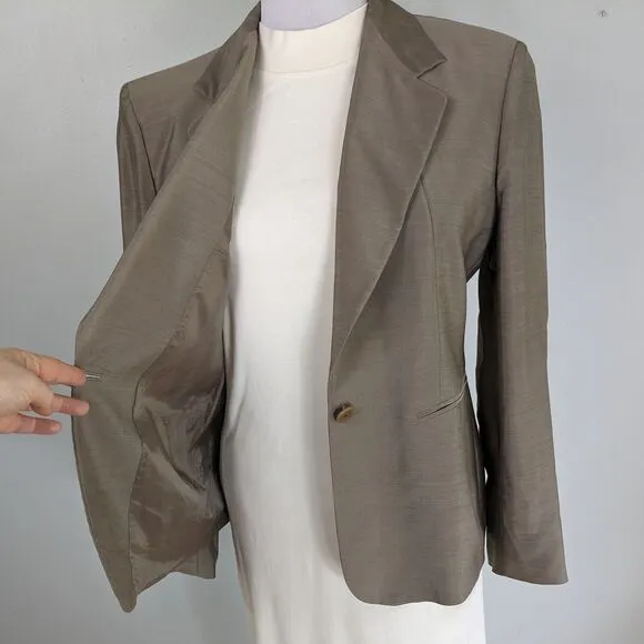 Vintage Donna Karan Signature Blazer Jacket Minimalist 90s Classic Brown 16