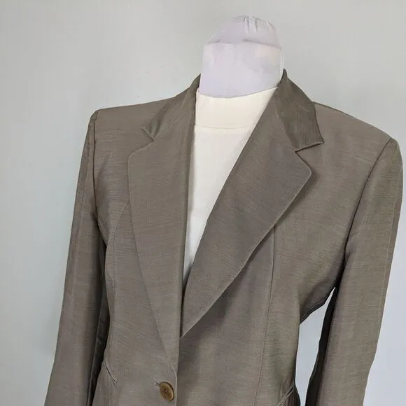 Vintage Donna Karan Signature Blazer Jacket Minimalist 90s Classic Brown 16