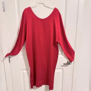 Vintage Dorman Silk Women Tunic Dress, long sleeve fuchsia loose fit dress. Sz M