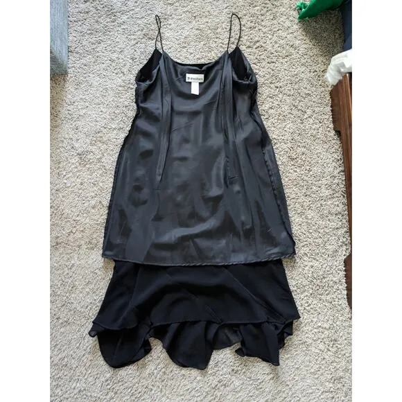 Vintage Dressbarn Dress Womens 14 Black Asymmetric Hem Fairy Grunge Goth Luxury