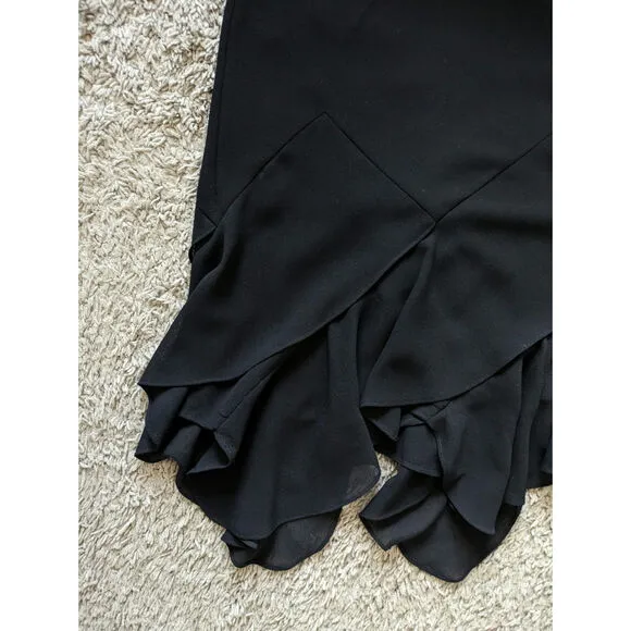 Vintage Dressbarn Dress Womens 14 Black Asymmetric Hem Fairy Grunge Goth Luxury