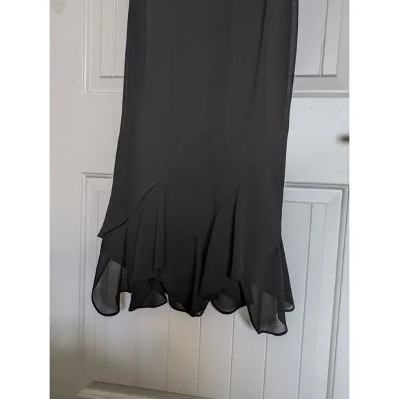 Vintage Dressbarn Dress Womens 14 Black Asymmetric Hem Fairy Grunge Goth Luxury