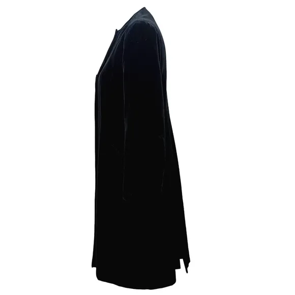 VINTAGE DRIZZLE COAT FEMININE LUXURY  BLK VELVET DRESS COAT SAKS FIFTH A…