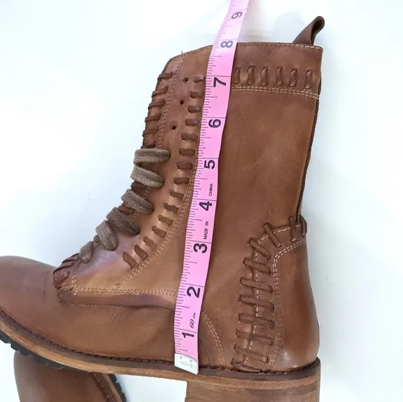 Vintage Foundry Sadie Combat Tan Leather Boots 6
