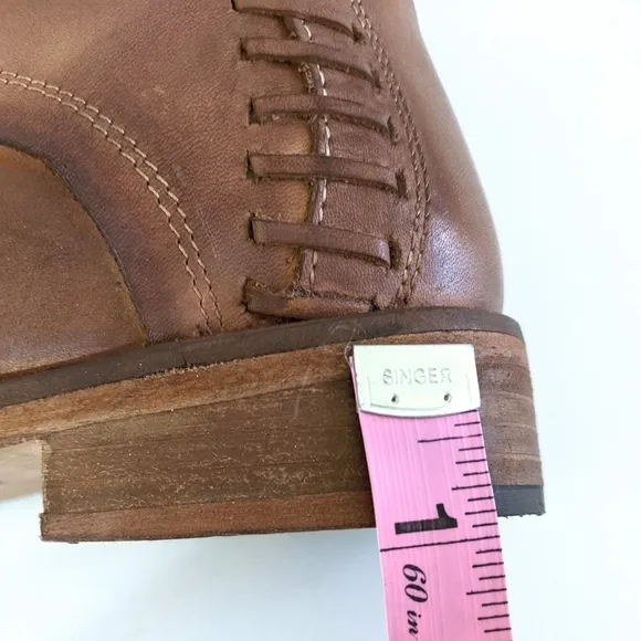 Vintage Foundry Sadie Combat Tan Leather Boots 6