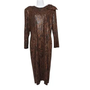 Vintage Frances La vie gowns formal maxi dress women 12 brown luxury events Y2K