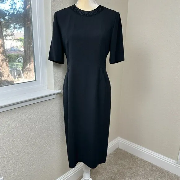 Vintage Givenchy Hi Formal Black Dress &amp; Jacket Women's 10 Luxury Minimalism