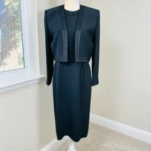 Vintage Givenchy Hi Formal Black Dress &amp; Jacket Women's 10 Luxury Minimalism