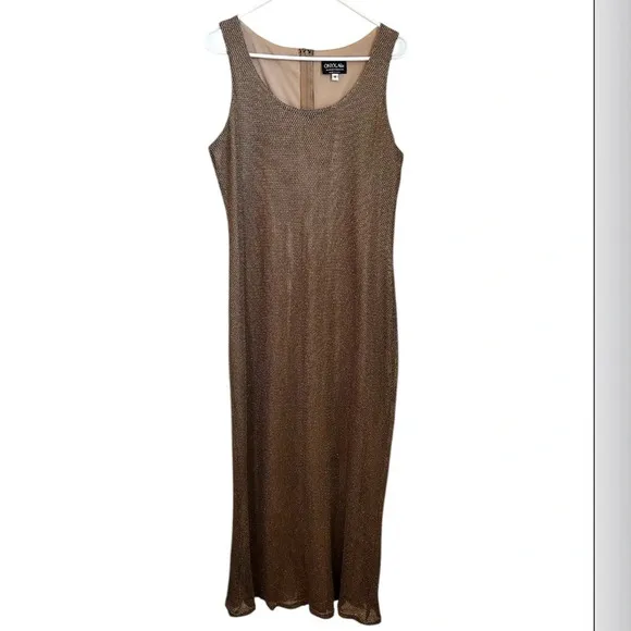 Vintage gold mesh maxi dress by Onyx Nite