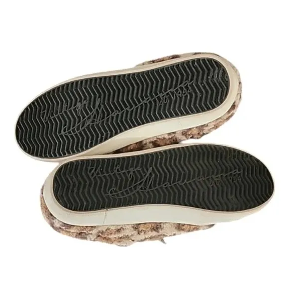 Vintage Havana Snuggle Leopard Fur &amp; Leather Sneaker Slippers 8.5