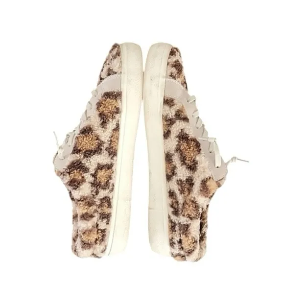 Vintage Havana Snuggle Leopard Fur &amp; Leather Sneaker Slippers 8.5