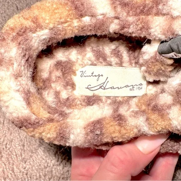 Vintage Havana Snuggle Leopard Fur &amp; Leather Sneaker Slippers 8.5