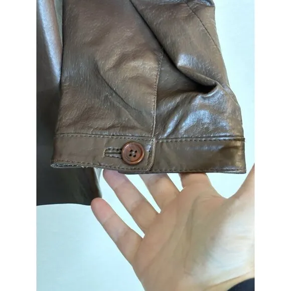 Vintage Jessica London Womens Jacket Sz 18 Leather‎ Button Up Classic Minimalist