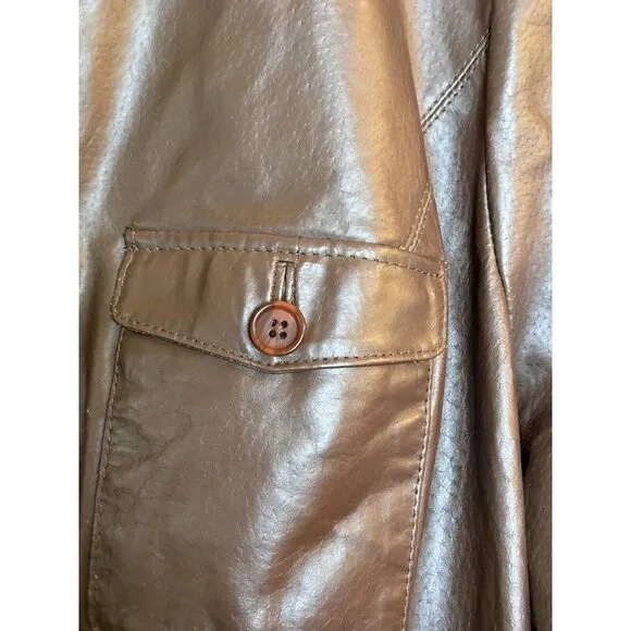 Vintage Jessica London Womens Jacket Sz 18 Leather‎ Button Up Classic Minimalist
