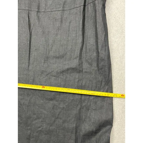 Vintage Linen Maxi Shift Dress Womens 16 Black Minimalist Sleeveless Casual