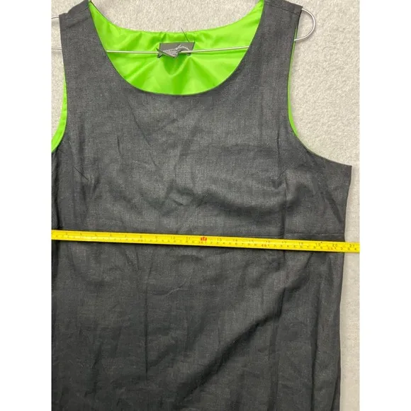 Vintage Linen Maxi Shift Dress Womens 16 Black Minimalist Sleeveless Casual