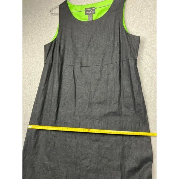 Vintage Linen Maxi Shift Dress Womens 16 Black Minimalist Sleeveless Casual