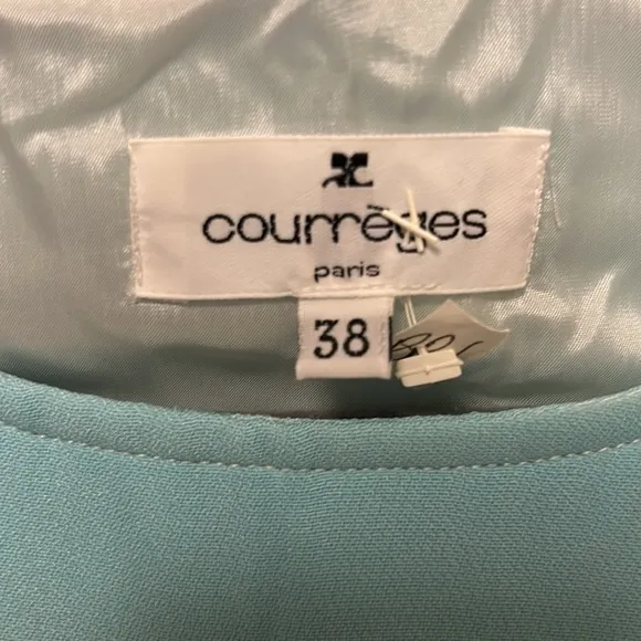 VINTAGE Luxury Rare Courreges Paris Baby Blue Midi Knee Length Dress