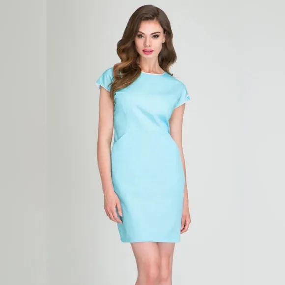 VINTAGE Luxury Rare Courreges Paris Baby Blue Midi Knee Length Dress