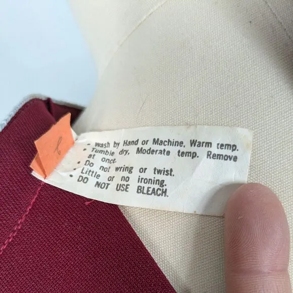 Vintage Midi Dress L 60s 70s Maroon Red Belted Tennis Preppy Minimalist Stripe