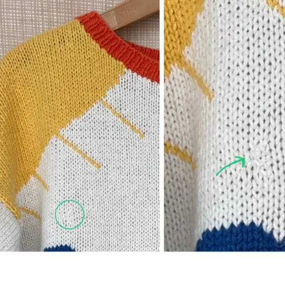 VINTAGE Nautical Novelty Sweater Handknit Beach Scene Coastal Cool Prepp…
