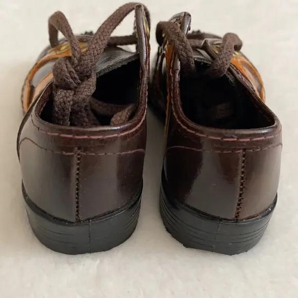 Vintage | Retro Saddle Oxford Lace Up Crown Heel Shoes Made in USA Brown (5)