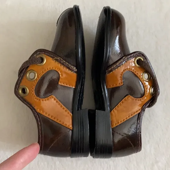 Vintage | Retro Saddle Oxford Lace Up Crown Heel Shoes Made in USA Brown (5)