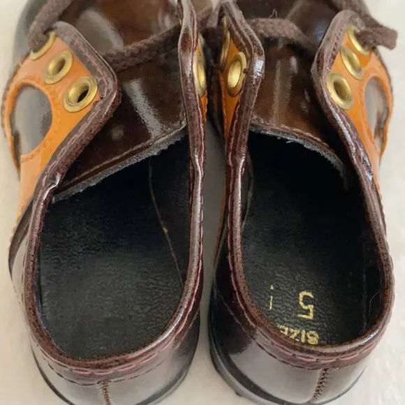 Vintage | Retro Saddle Oxford Lace Up Crown Heel Shoes Made in USA Brown (5)