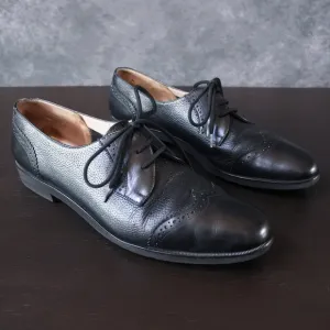 Vintage Salvatore Ferragamo Black Lace Up Oxford Brogue Flat Shoes Size 8 2A