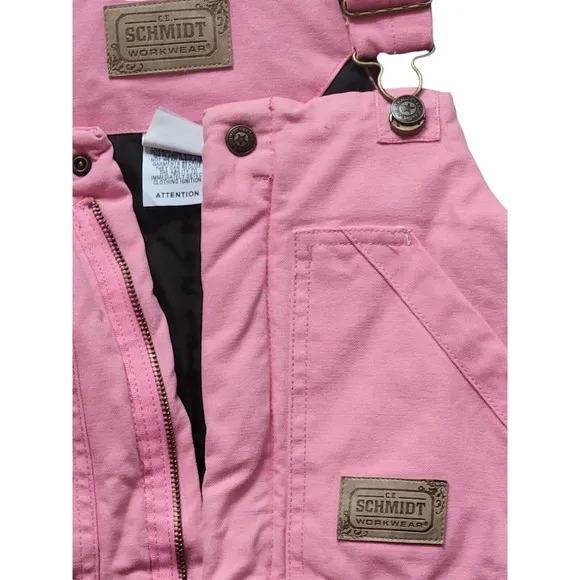 Vintage Schmidt Pink Cotton Canvas Overalls Youth 10-12 Workwear