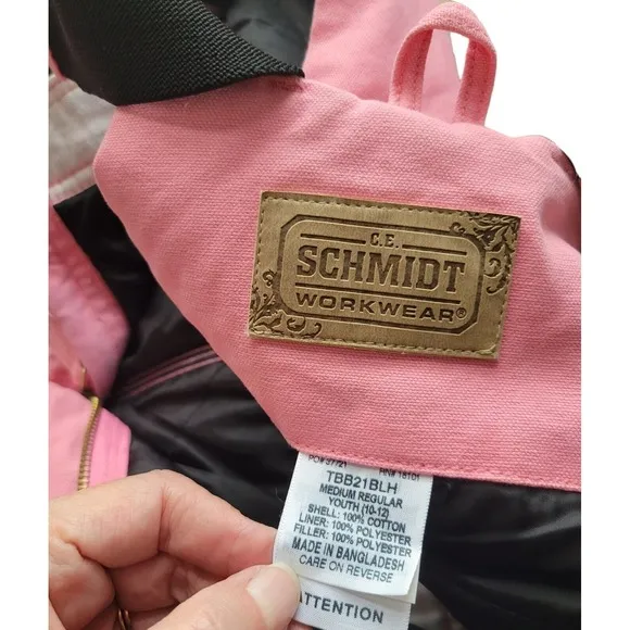Vintage Schmidt Pink Cotton Canvas Overalls Youth 10-12 Workwear