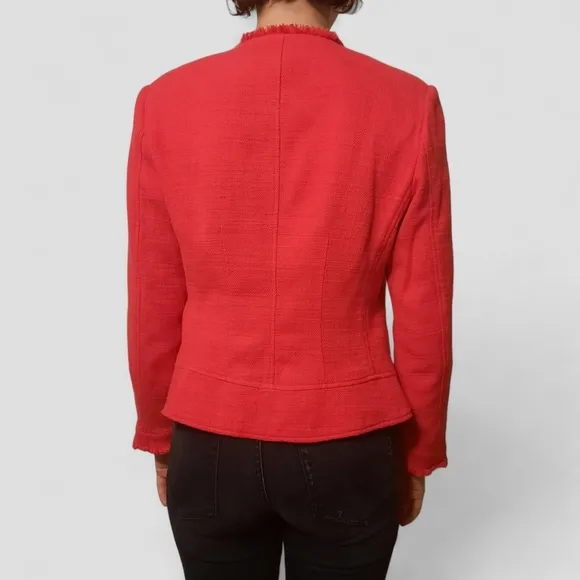 Vintage ST. EMILE for HARRIET KASSMAN Red Jacket Blazer Zip Fringe Patch Pocket