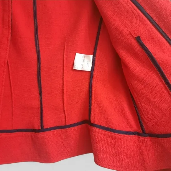 Vintage ST. EMILE for HARRIET KASSMAN Red Jacket Blazer Zip Fringe Patch Pocket
