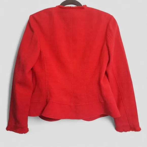 Vintage ST. EMILE for HARRIET KASSMAN Red Jacket Blazer Zip Fringe Patch Pocket