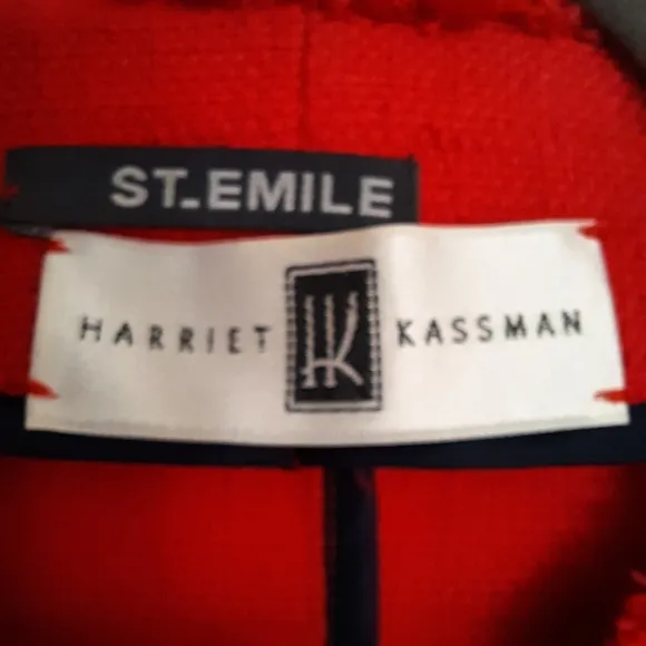 Vintage ST. EMILE for HARRIET KASSMAN Red Jacket Blazer Zip Fringe Patch Pocket