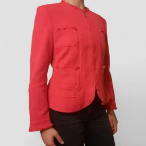 Vintage ST. EMILE for HARRIET KASSMAN Red Jacket Blazer Zip Fringe Patch Pocket