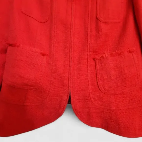 Vintage ST. EMILE for HARRIET KASSMAN Red Jacket Blazer Zip Fringe Patch Pocket