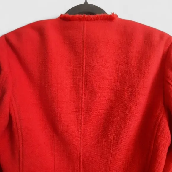 Vintage ST. EMILE for HARRIET KASSMAN Red Jacket Blazer Zip Fringe Patch Pocket
