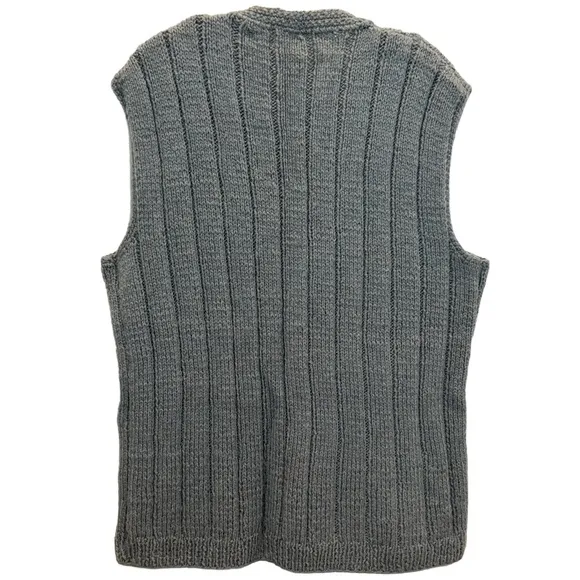 Vintage Sweater Vest Button Front Classic Boyfriend Cable Knit Size Large XLarge