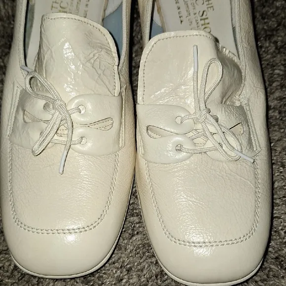 Vintage The Clinic Shoe Nursing Chunky Heel Leather Lace-up Shoes-8½-cream white